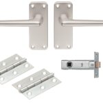 Eurospec Aluminium Lever Latch Internal Pack C/W Saa22 Handles 2.5" Tubular Latch & 1 Pair of Hinges - Satin Anodised Aluminium