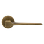 Manital Sonica Lever on Sprung Push-on Round Rose Bgo (Brushed Bronze Matt) - Antique Brass
