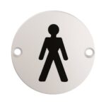 Eurospec 76mm Sign - Male - Face Fix - Satin Stainless Steel
