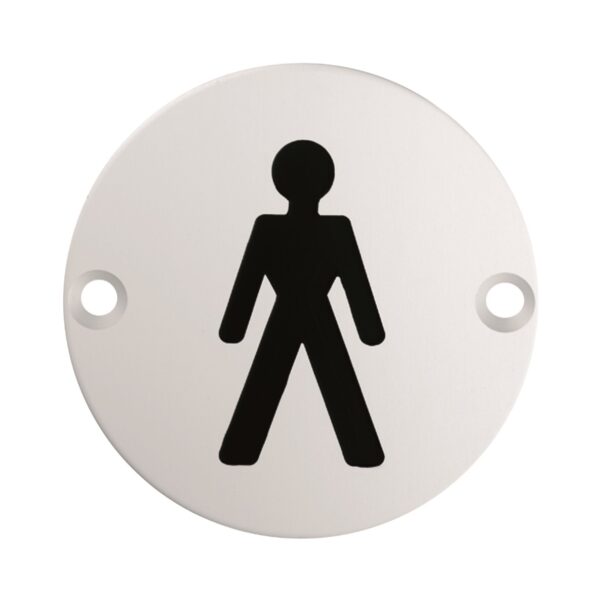 Eurospec 76mm Sign - Male - Face Fix - Satin Stainless Steel