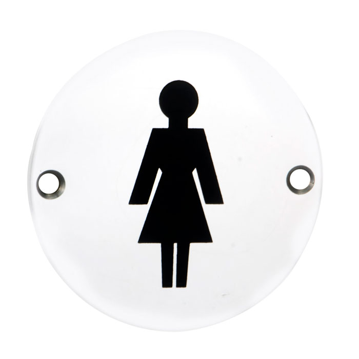 sex1012bss_2.jpg Eurospec 76mm Sign - Female - Face Fix - Bright Stainless Steel - Image 1