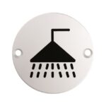 Eurospec 76mm Sign - Shower - Face Fix - Satin Stainless Steel