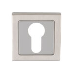Eurospec Escutcheon - Euro Profile - Push-on Square Rose - Bright Stainless Steel/Satin Stainless Steel