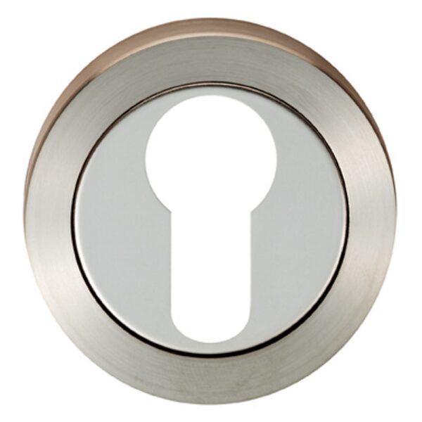 Eurospec Escutcheon - Euro Profile - Screw-on Round Rose - Bright Stainless Steel/Satin Stainless Steel