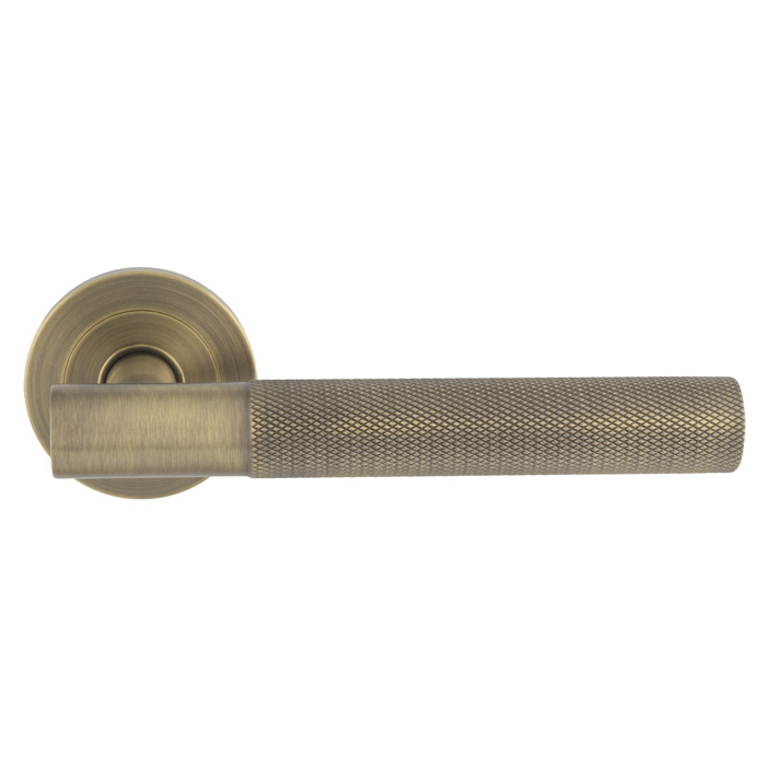 swl1171ab.jpg Eurospec Galaxy Lever on Sprung Screw-on Round Rose - Antique Brass - Image 1