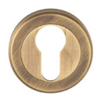 Serozzetta Escutcheon - Euro Profile - Screw-on Round Rose - Antique Brass