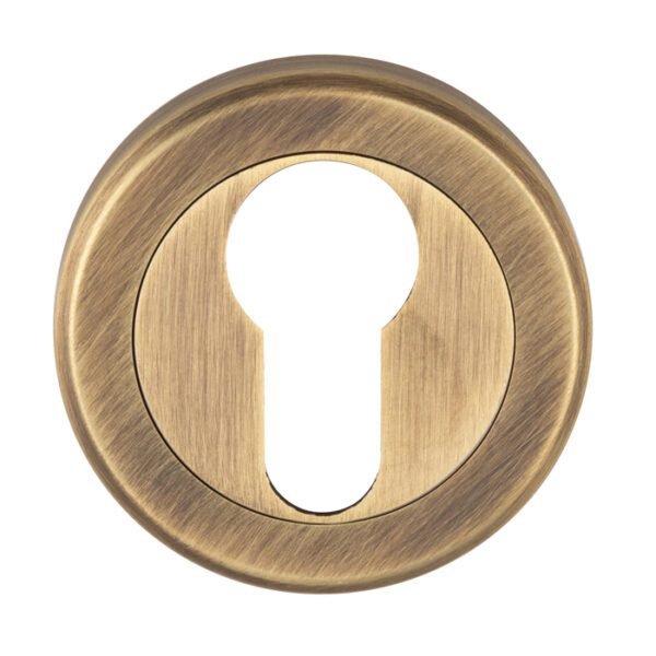 Serozzetta Escutcheon - Euro Profile - Screw-on Round Rose - Antique Brass