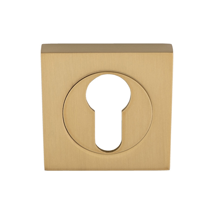szm001sqsb.jpg Serozzetta Escutcheon - Euro Profile - Square Rose - Satin Brass - Image 1