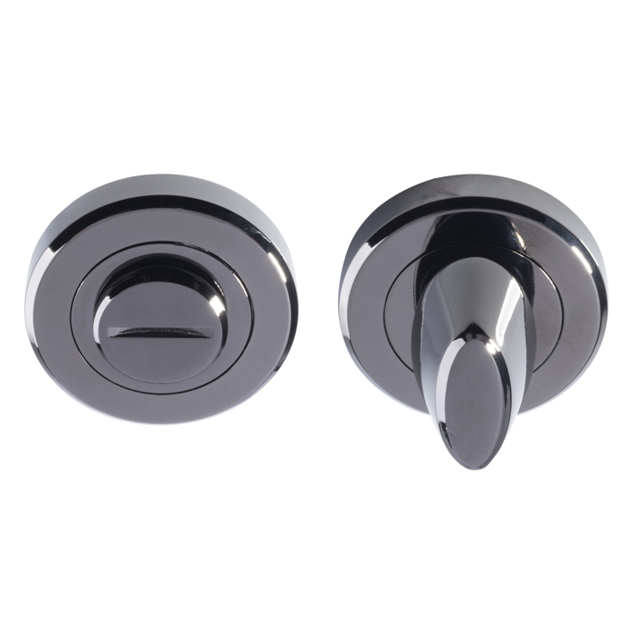 szm004bn.jpg Serozzetta Turn & Release - 5mm Spindle - Screw-on Round Rose - Black Nickel - Image 1