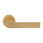 Serozzetta Edge Lever on Sprung Screw-on Round Rose - Satin Brass