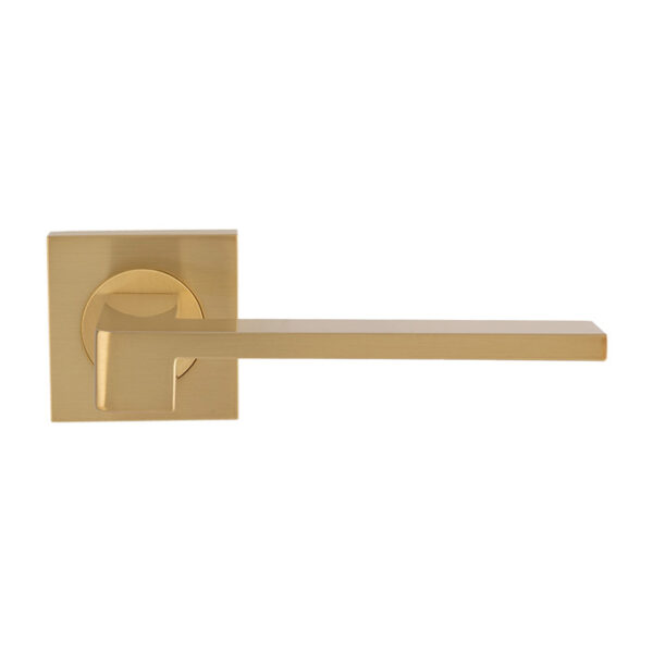 Serozzetta Equi Lever on Sprung Push-on Square Rose - Satin Brass