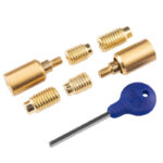 Carlisle Brass Sash Window Stop (2 x Stops 4 x Ferrules 1 x Key) - Satin Brass