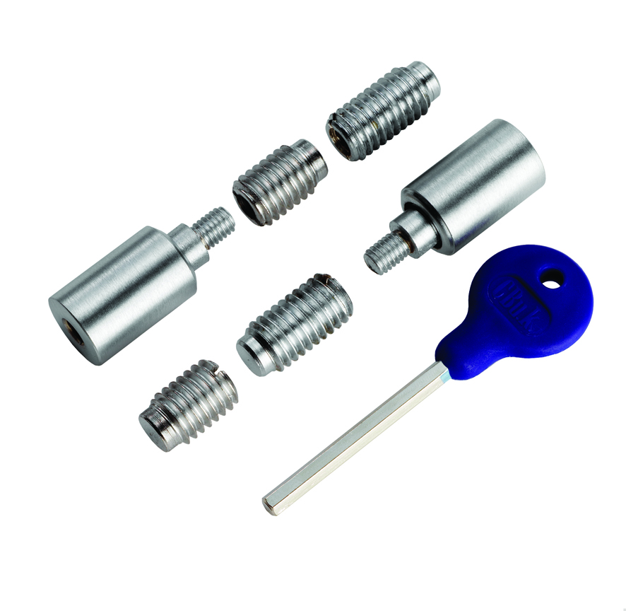 WF 18SC 001 Carlisle Brass Sash Window Stop (2 x Stops 4 x Ferrules 1 x Key) - Satin Chrome - Image 1