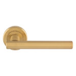 Serozzetta Philadelphia Lever on Sprung Screw-on Round Rose - Satin Brass
